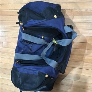 Blue and Black Duffel Bag